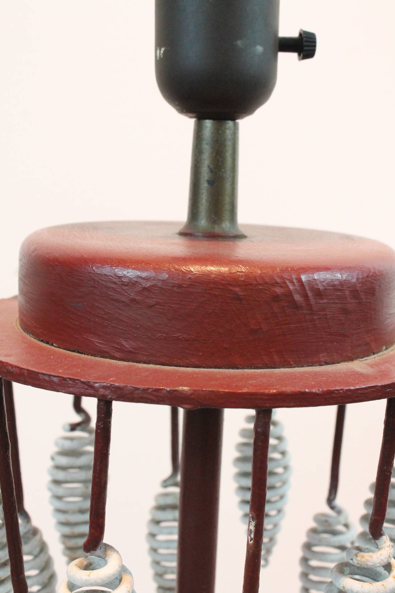 Handmade Modernist Folk Art, Iron Cone Finial-Form Table Lamp For Sale 4