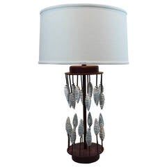 Handmade Modernist Folk Art, Iron Cone Finial-Form Table Lamp