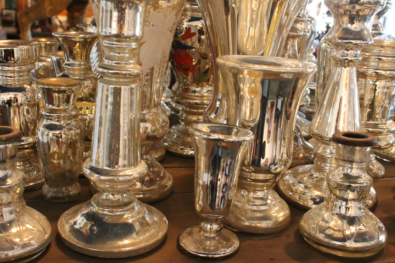 Large Collection of 19th Century Mercury Glass Vessels 2