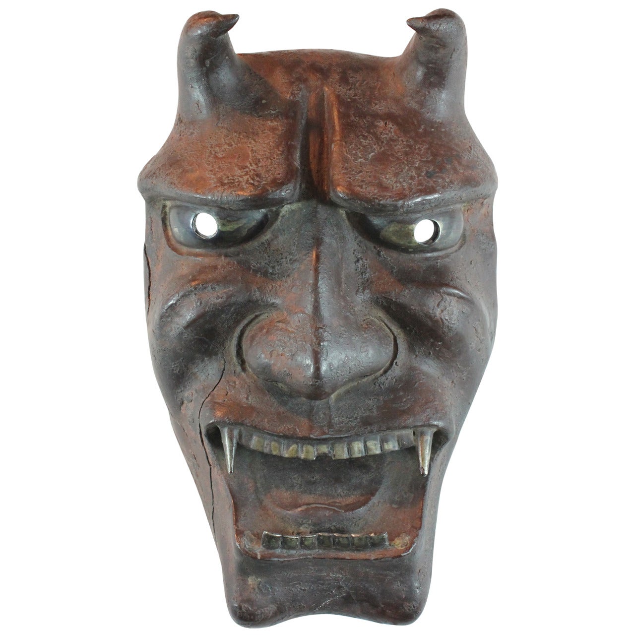 19th Century Cast Iron Japanese Hannya Mask For Sale