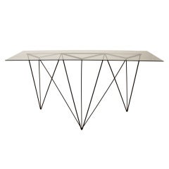 Vintage Mid Century Angular Wire and Glass Console