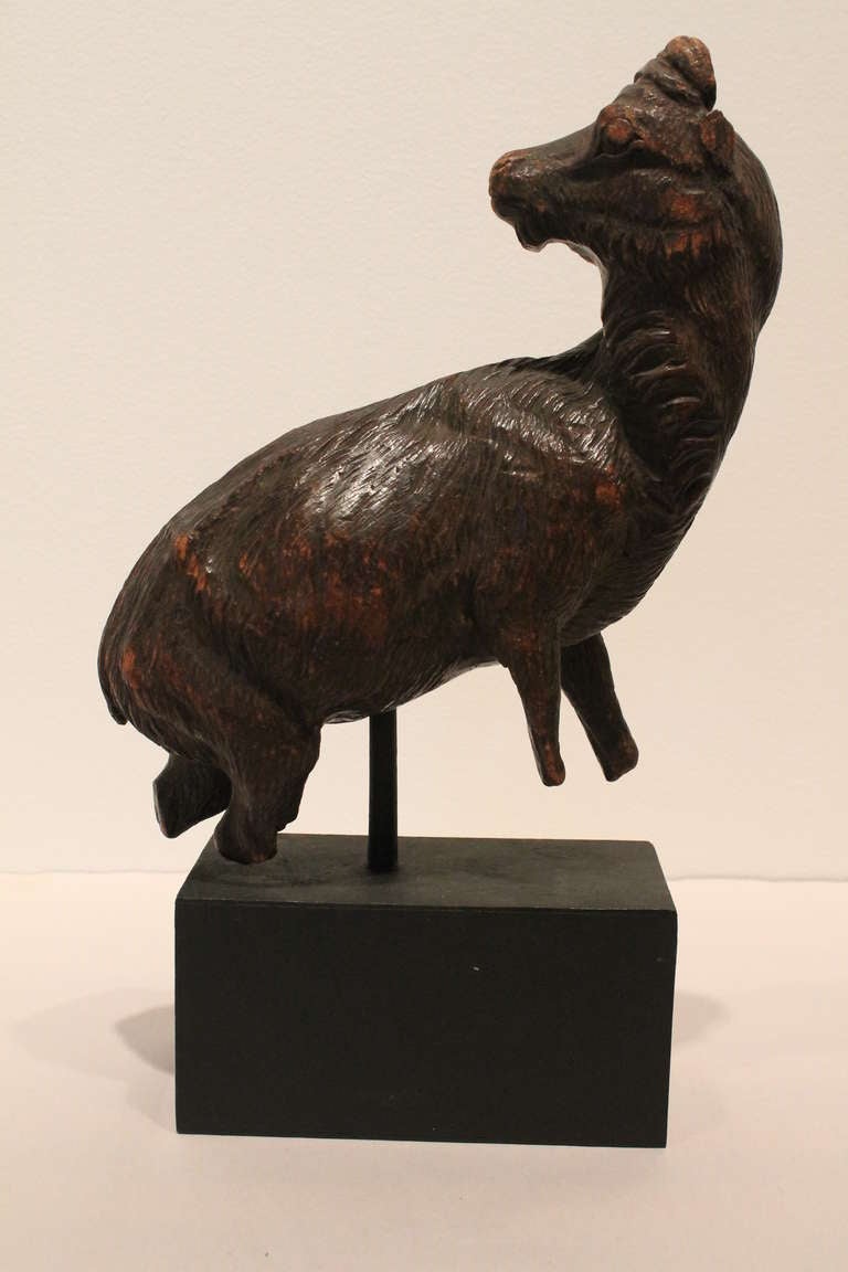 Swiss 19th Century Black Forest Ram Sculptural Fragment For Sale