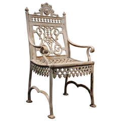 Antique American Victorian Cast Iron Garden Chair