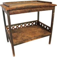 Modernist Primitive Two Tiered Work Table, Beaten to Perfection