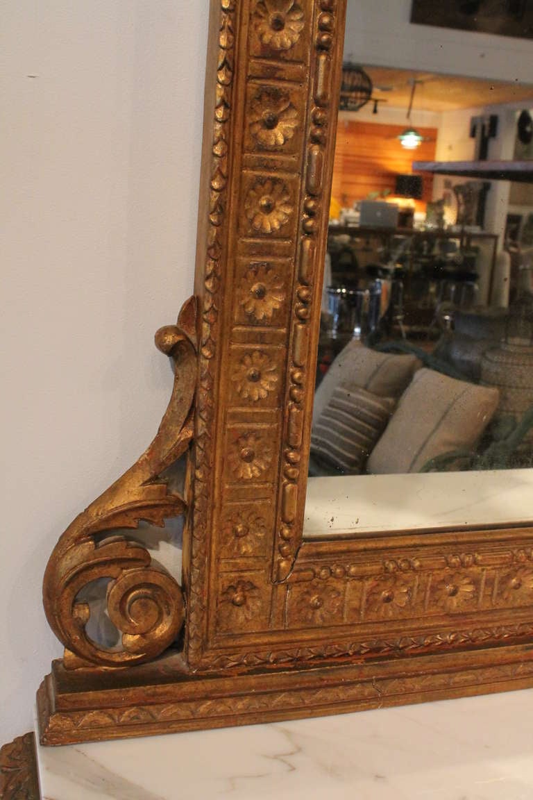 Giltwood 19th Century Italian Carved and Gilt Console and Mirror For Sale