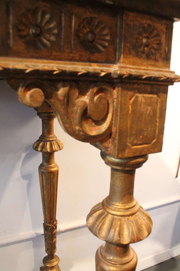 19th Century Italian Carved and Gilt Console and Mirror For Sale 3