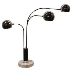 Chrome and Marble Based Three-Arm Arc Table Lamp