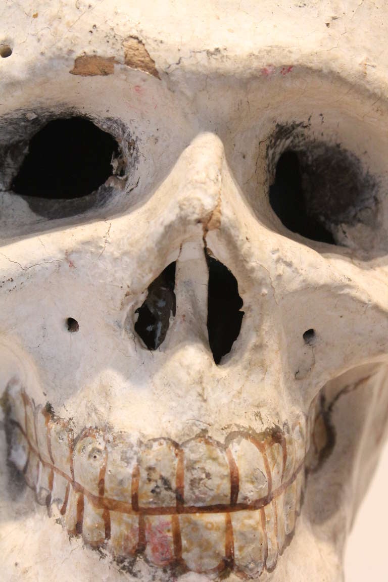 American 19th Century Odd Fellows Paper Mache Skeleton Bust