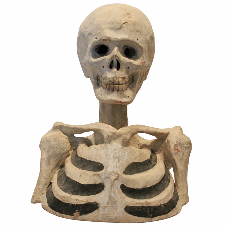 19th Century Odd Fellows Paper Mache Skeleton Bust