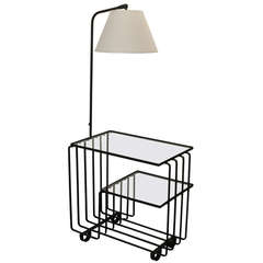 Art Deco Two-Tiered Side Table Floor Lamp