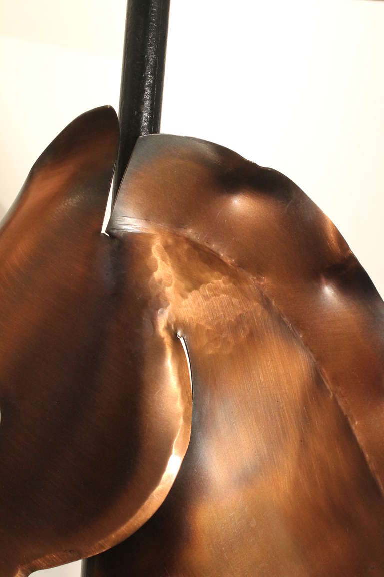 Heifetz Hand Hammered Copper Horse Lamp In Excellent Condition For Sale In 3 Oaks, MI