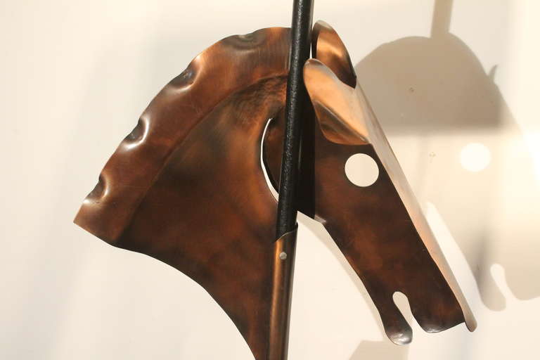 Mid-20th Century Heifetz Hand Hammered Copper Horse Lamp For Sale