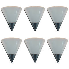 Set of Six Art Deco Milk Glass Sconces