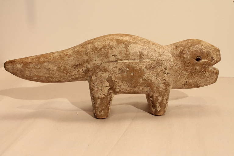 Wonderful ritual wear and surface on this very simple and primitive animal form from the Congo.