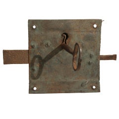 Large 19th Century Hand Forged Lock and Key