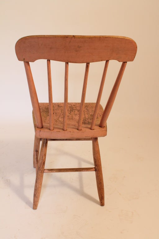 Set of 8 Painted and Stenciled Pine Country Chairs For Sale 2