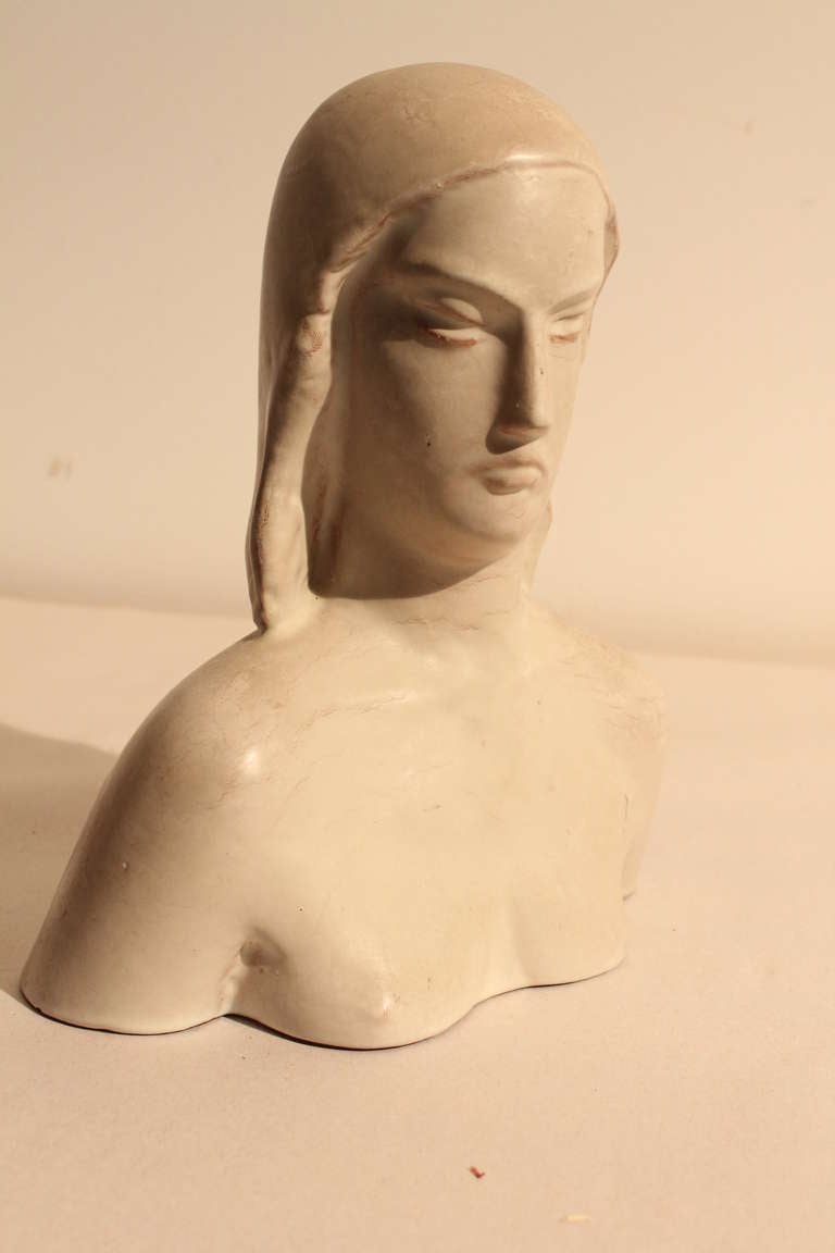 Signed 1930's William Ehrich ( 1897-1960 ) ceramic bust.
He won the Lillian Fairchild award for sculpture in 1942.

William studied initially under the famous artist Hermann Brachert (1890-1972) and later also under Erich Schmidt-Kestner