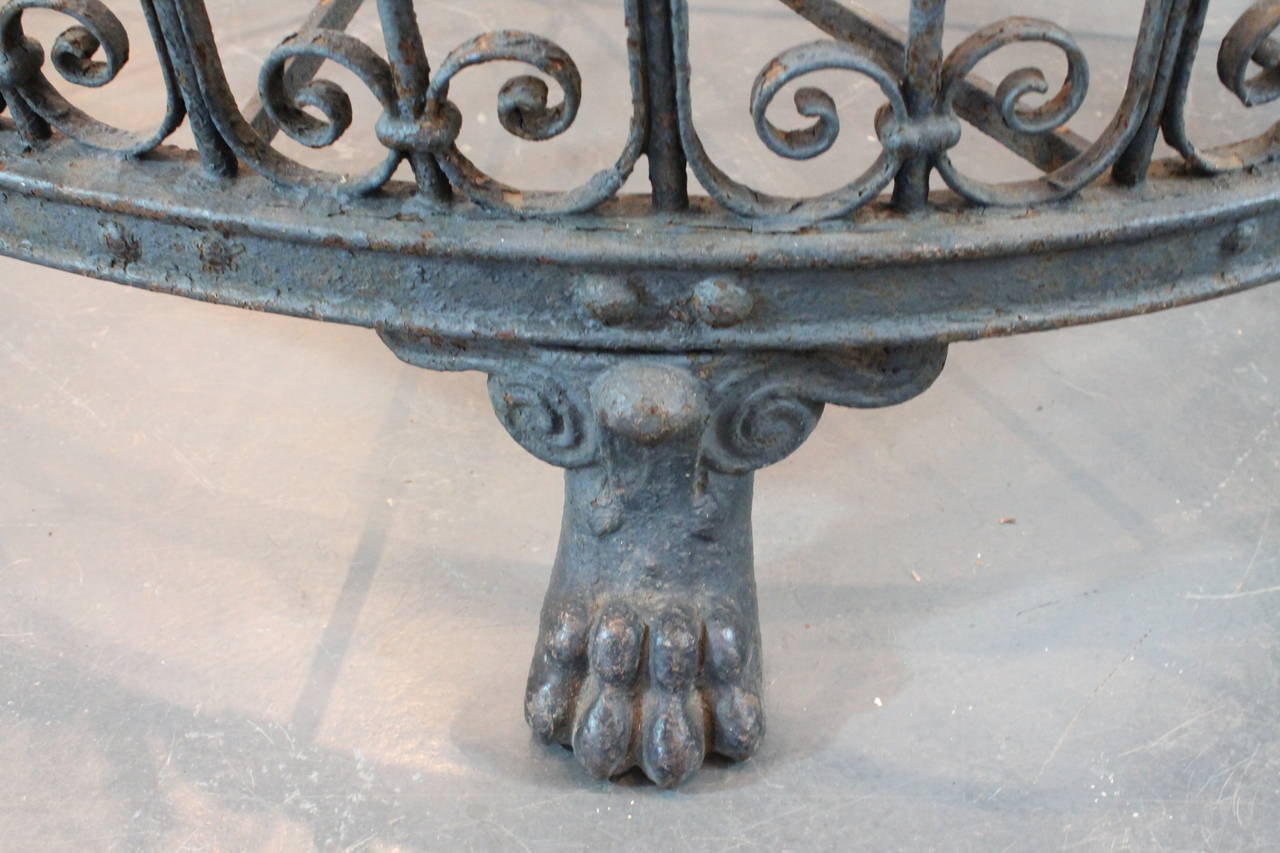 Large 19th Century English Wrought Iron Lion Foot Jardiniere For Sale 1