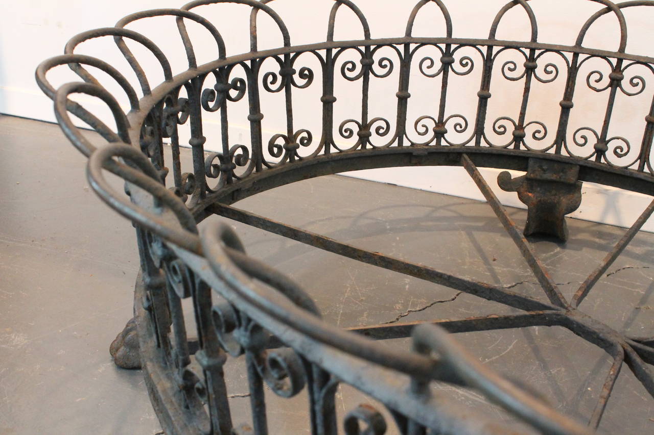 Large 19th Century English Wrought Iron Lion Foot Jardiniere For Sale 3