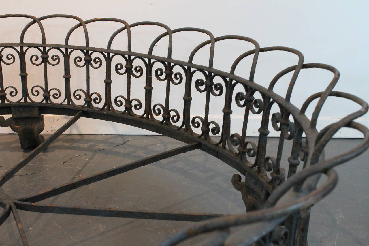 Large 19th Century English Wrought Iron Lion Foot Jardiniere For Sale 4