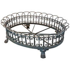 Large 19th Century English Wrought Iron Lion Foot Jardiniere