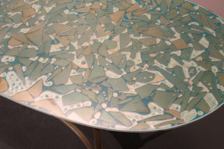 1950's Amoeba Shaped Acrylic Mosaic Cocktail Table In Good Condition In 3 Oaks, MI