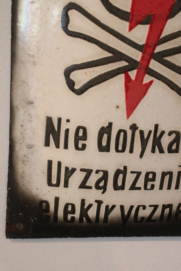 Polish Enameled Electrical Shock Warning Sign