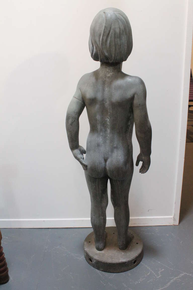 Nude Life Size Zinc Child Sculpture In Excellent Condition For Sale In 3 Oaks, MI