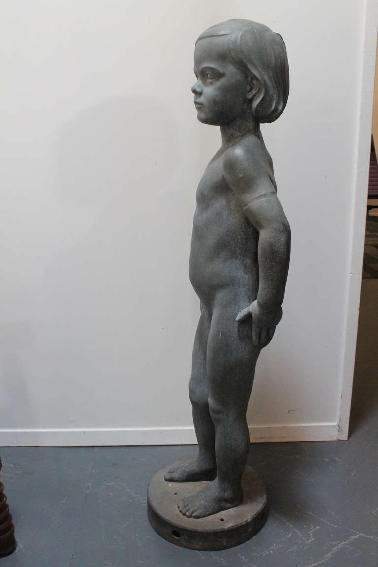 19th Century Nude Life Size Zinc Child Sculpture For Sale