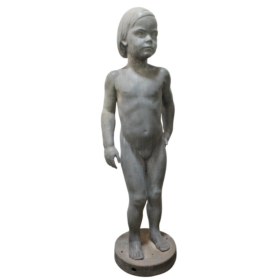 Nude Life Size Zinc Child Sculpture For Sale