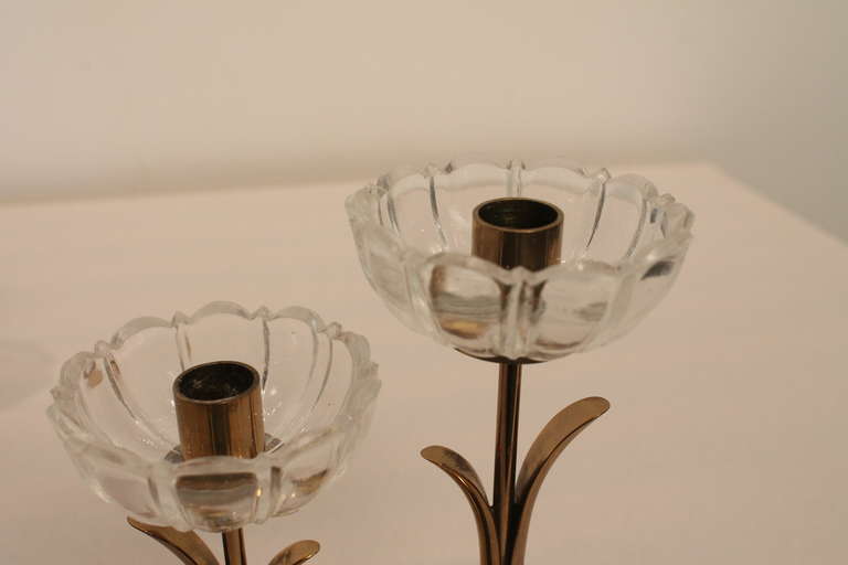 Pair of Gunnar Ander Brass Candlesticks for Ystad - Metall In Excellent Condition For Sale In 3 Oaks, MI
