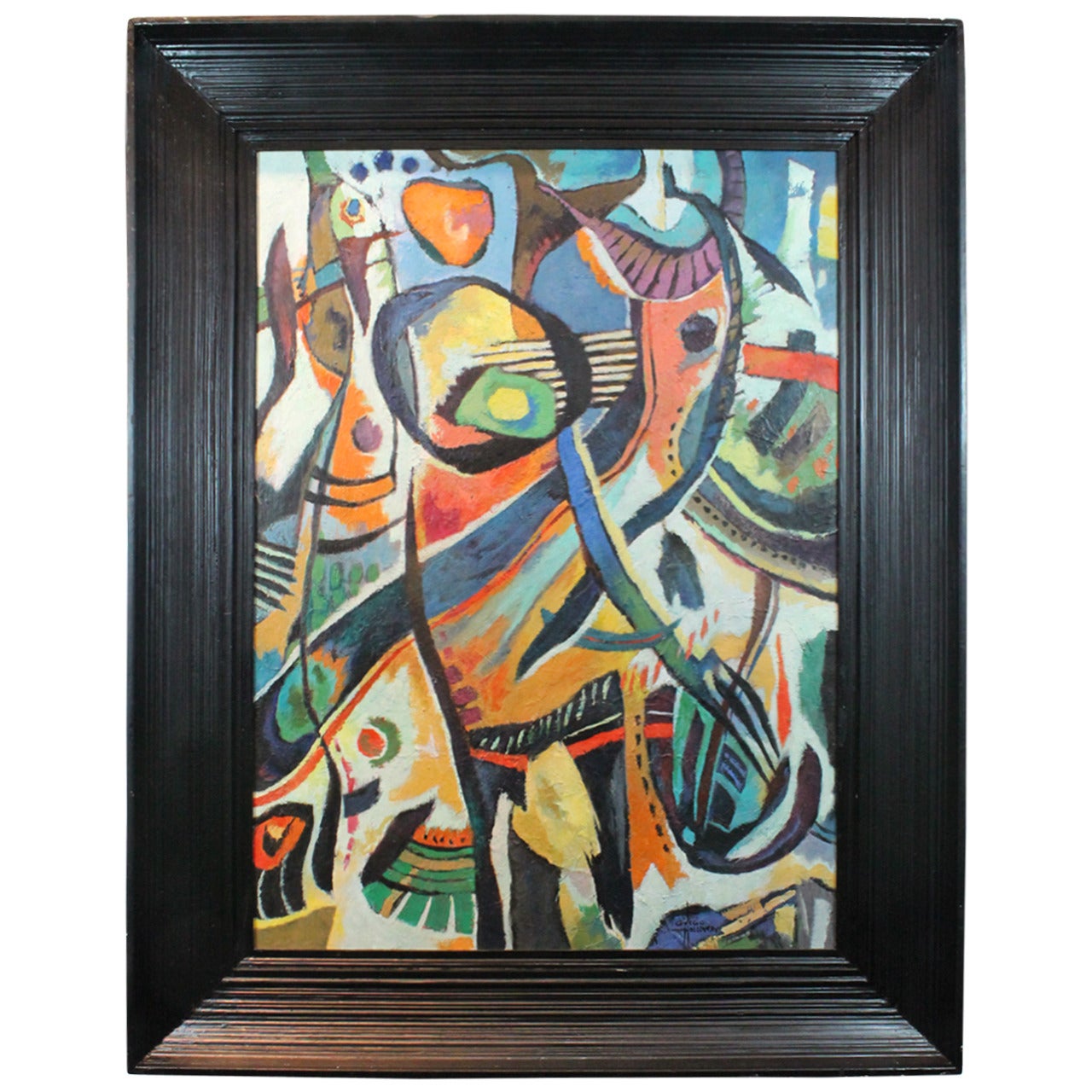 Large-Scale Mid-Century Modernist Abstract Oil For Sale