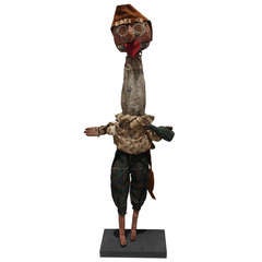 Vintage 1930's Folk Art Drunkard Puppet On A Stand