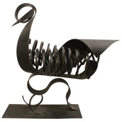 Mid Century Modernist Iron Bird Sculpture