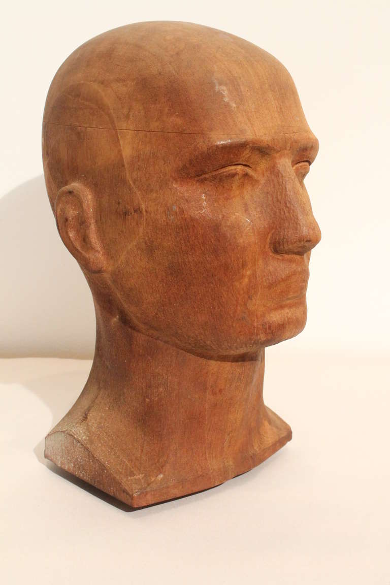 20th Century Hand Carved Milliner's Head