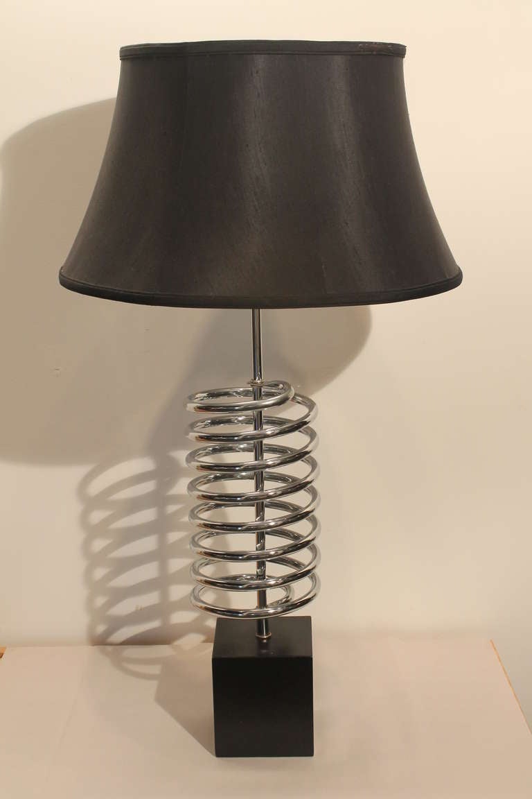 Pair of Modernist Chrome "Coil" Lamp by Laurel Lamp Co.