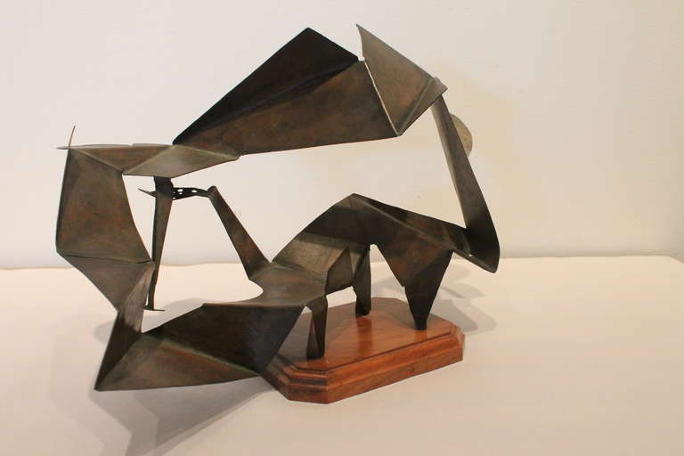 Mid-Century Modern Copper Modernist Origami Angular Sculpture For Sale
