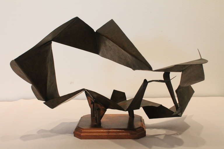 Mid-20th Century Copper Modernist Origami Angular Sculpture For Sale