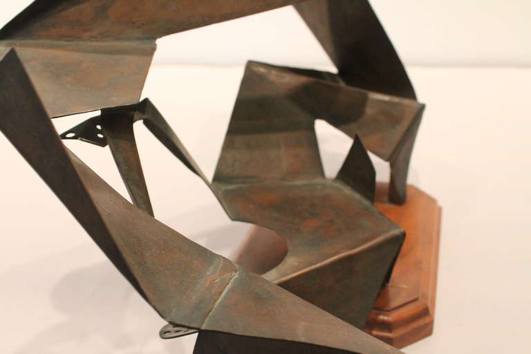 Copper Modernist Origami Angular Sculpture For Sale 1