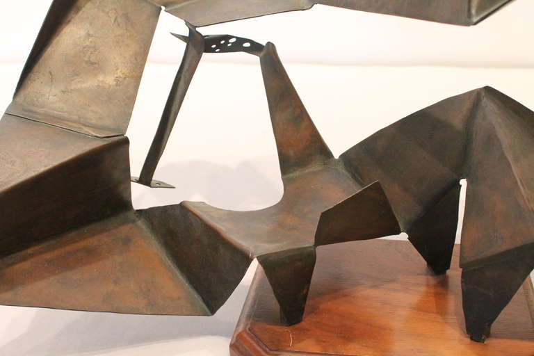 Copper Modernist Origami Angular Sculpture For Sale 2
