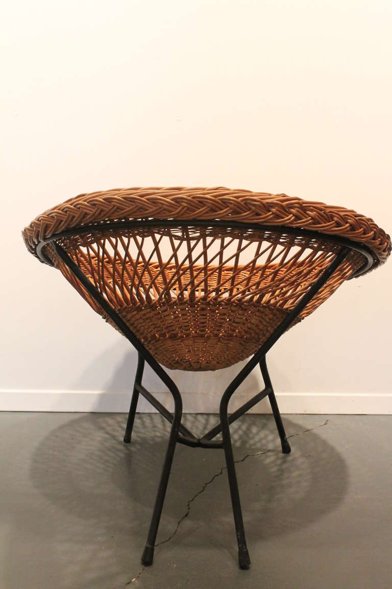 Pair of Modernist Woven Wicker Scoop Chairs 1