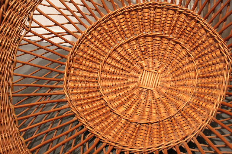 Pair of Modernist Woven Wicker Scoop Chairs 4