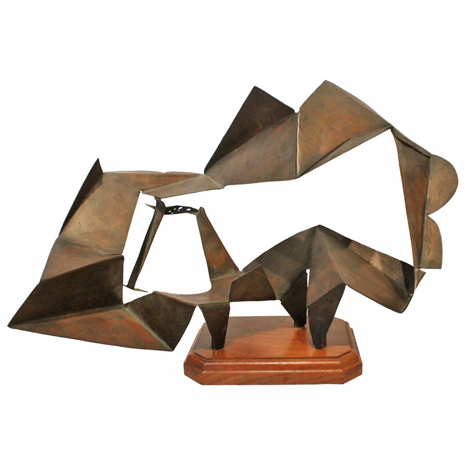 Copper Modernist Origami Angular Sculpture For Sale