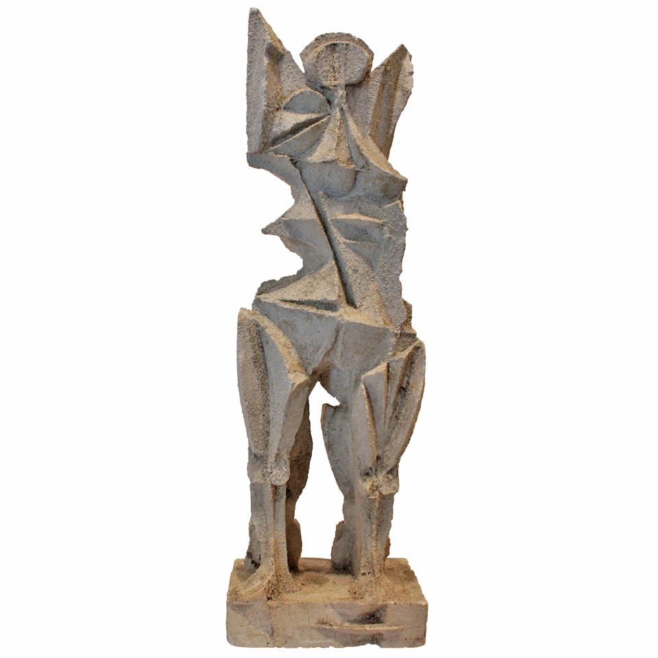 Modernist Cubist Plaster Figure For Sale