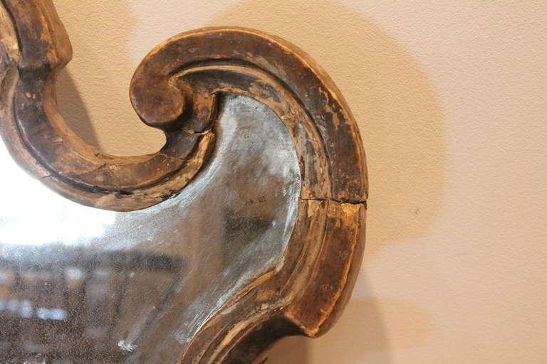 Carved 18th Century Italian Silver Leaf Mirror