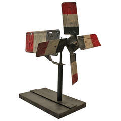 Folk Art Patriotic License Plate Whirligig