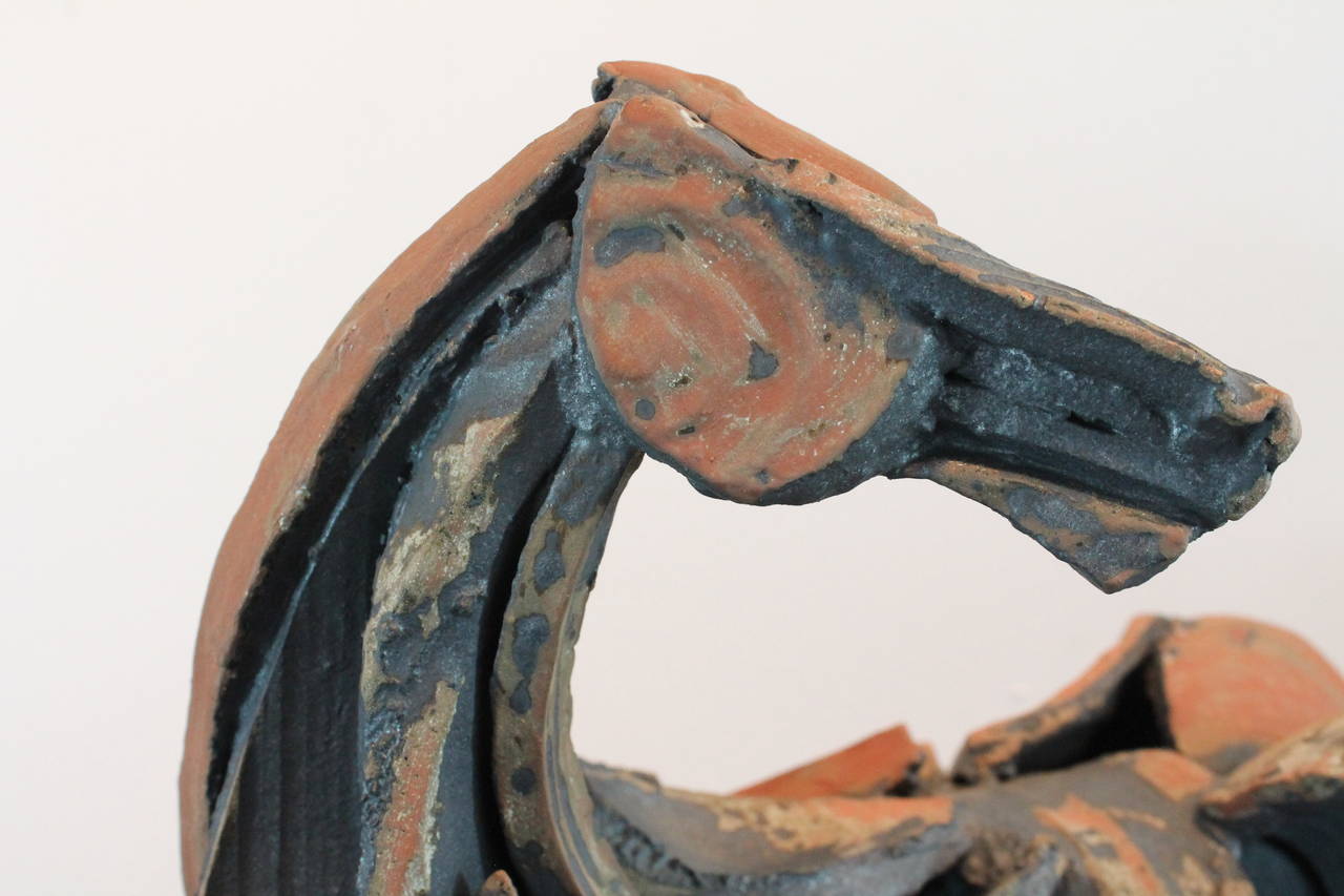 20th Century Mid-Century Modernist Ceramic Shard Assemblage Horse Sculpture For Sale