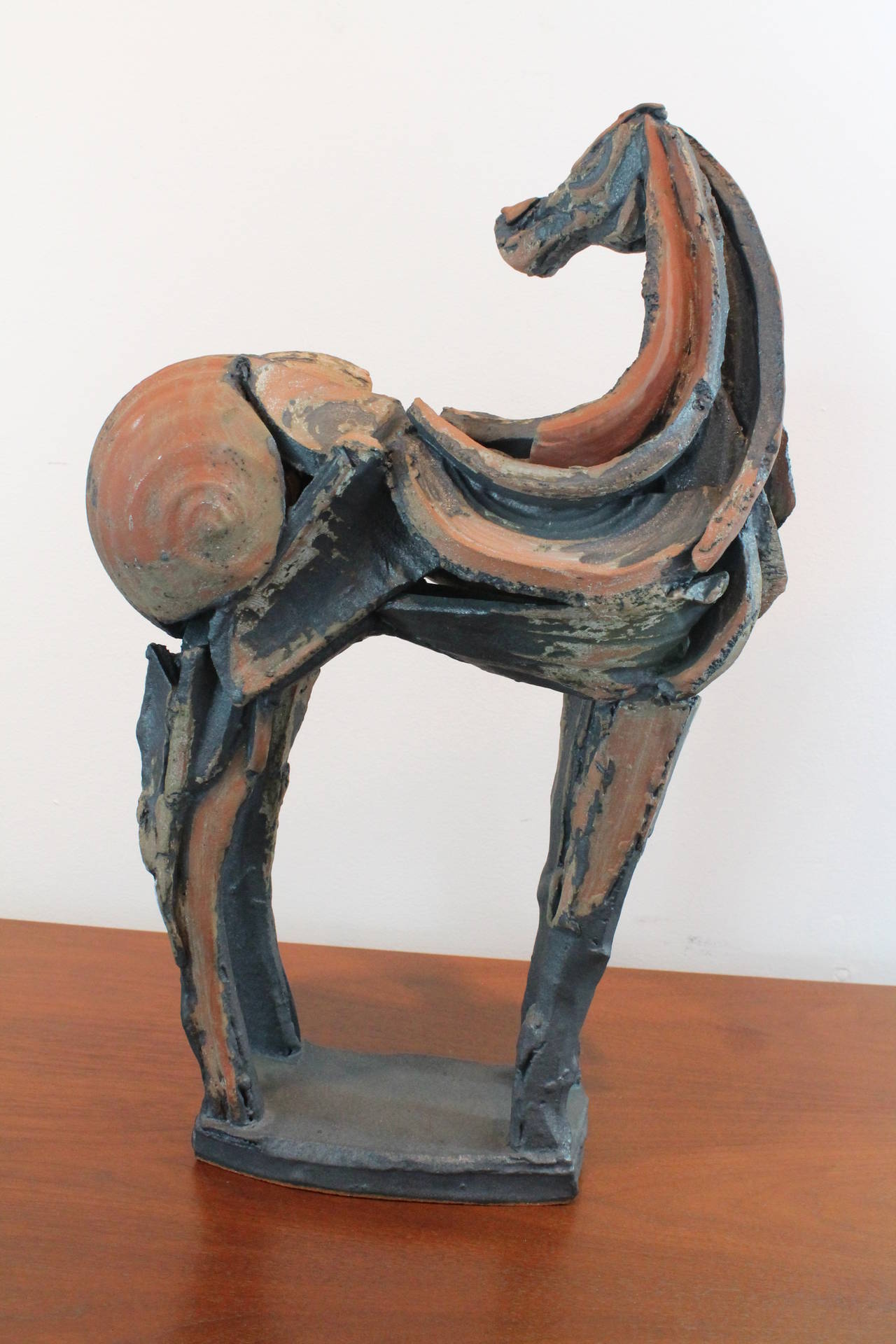 Mid-Century Modernist Ceramic Shard Assemblage Horse Sculpture For Sale 1