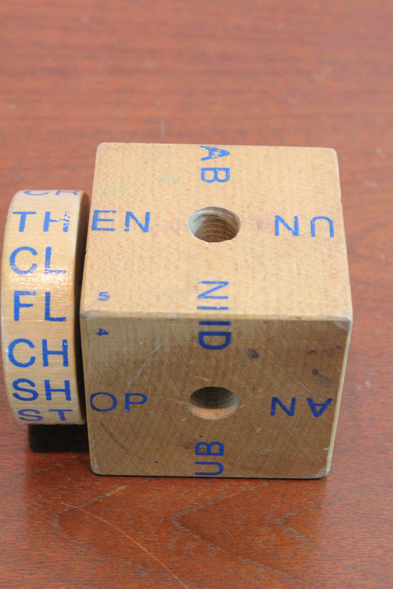 Child's Toy Spelling Cube For Sale 1