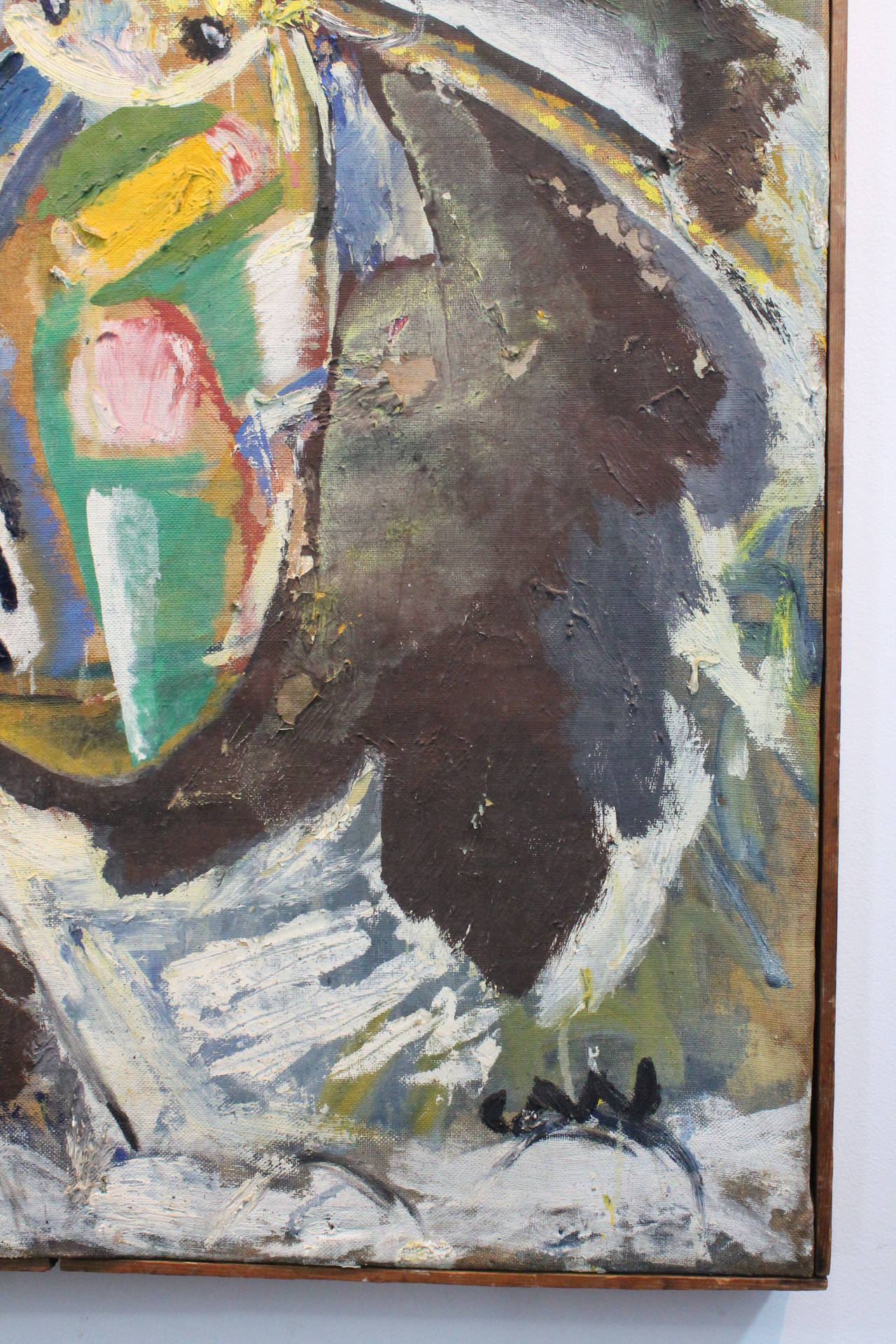 Mid-Century Modernist Abstract Impasto Oil on Canvas